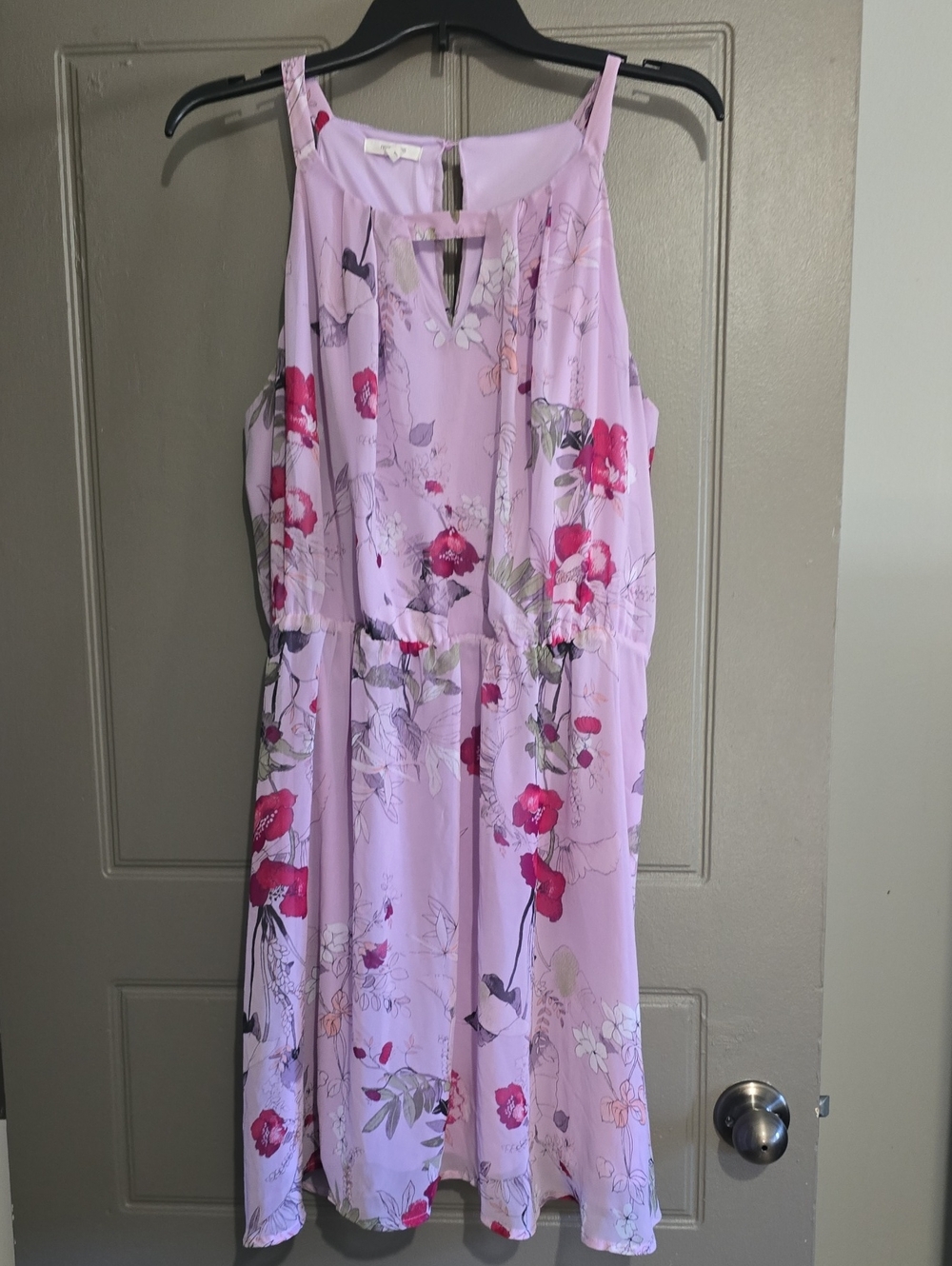 Maurices Lilac Floral Mini Dress with Pink Accents